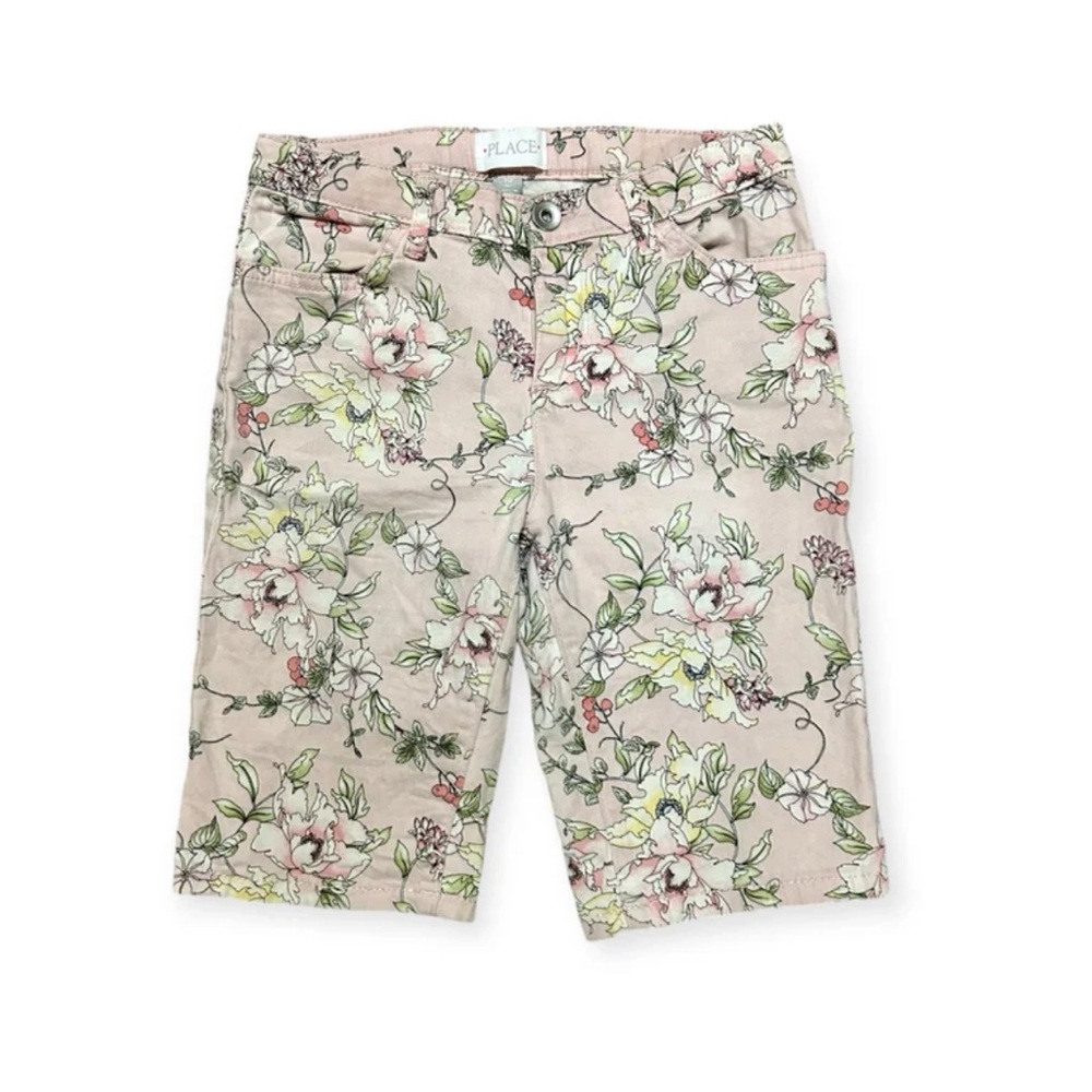The Children’s Place Pink Floral Long Jean Shorts Girl’s Size 10